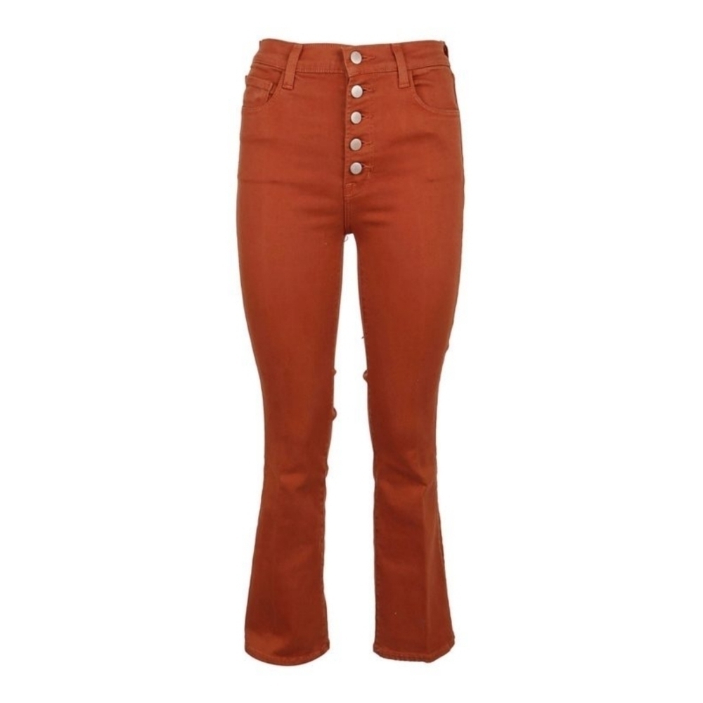 J Brand Jean Womens 26 2 Orange Exposed Button Fly High Rise Flare Lillie Lazlo